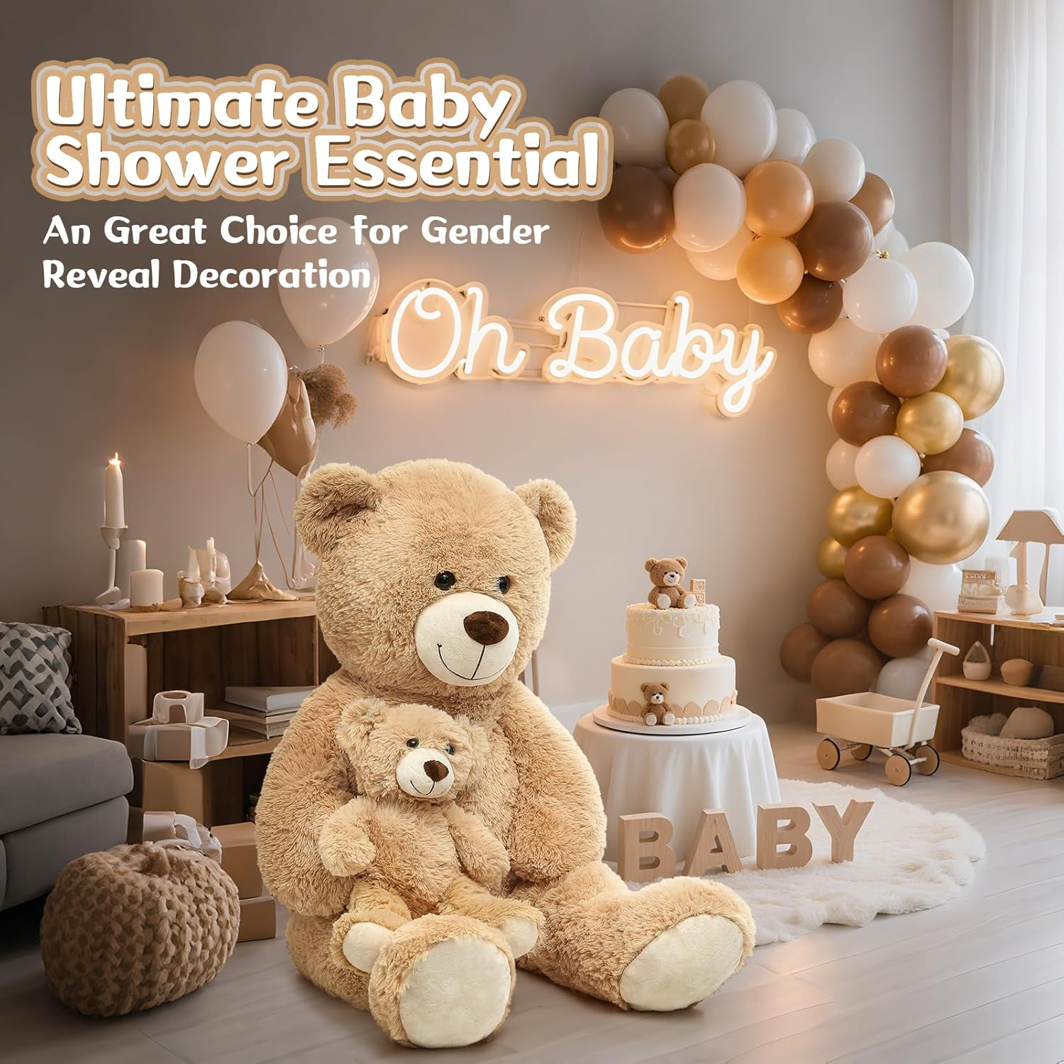 MaoGoLan Mommy and Baby Teddy Bear 39" Big Bear Stuffed Animal Plush Toy