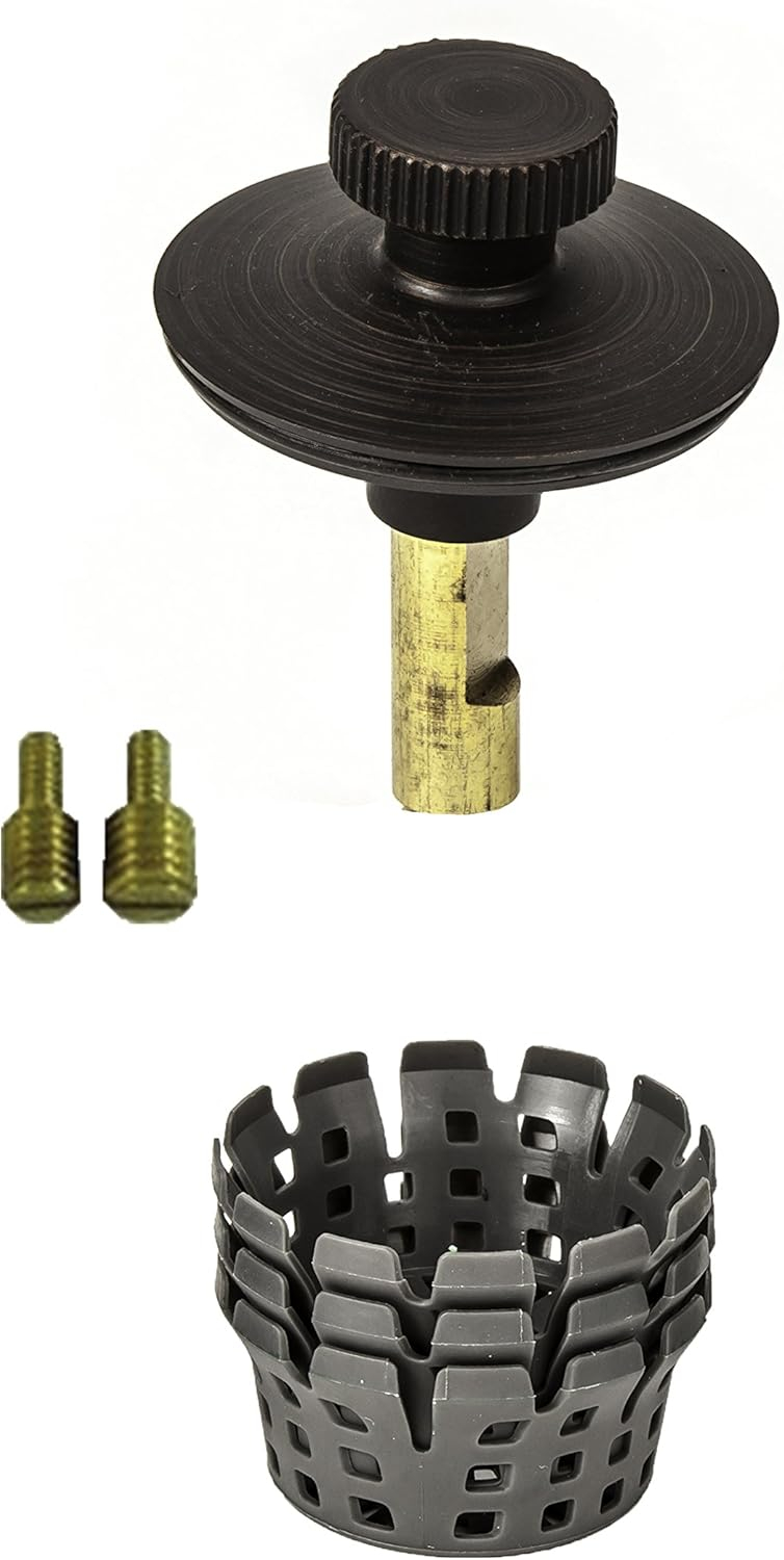 Universal Lift n Turn, (Twist Close) Bath Tub/Bathtub Drain Stopper includes 3/8" and 5/16" Fittings Oil-rubbed Bronze With Hair Catcher