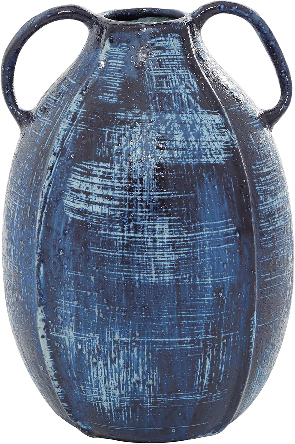 Blue Ceramic Round Table Vase with Handles