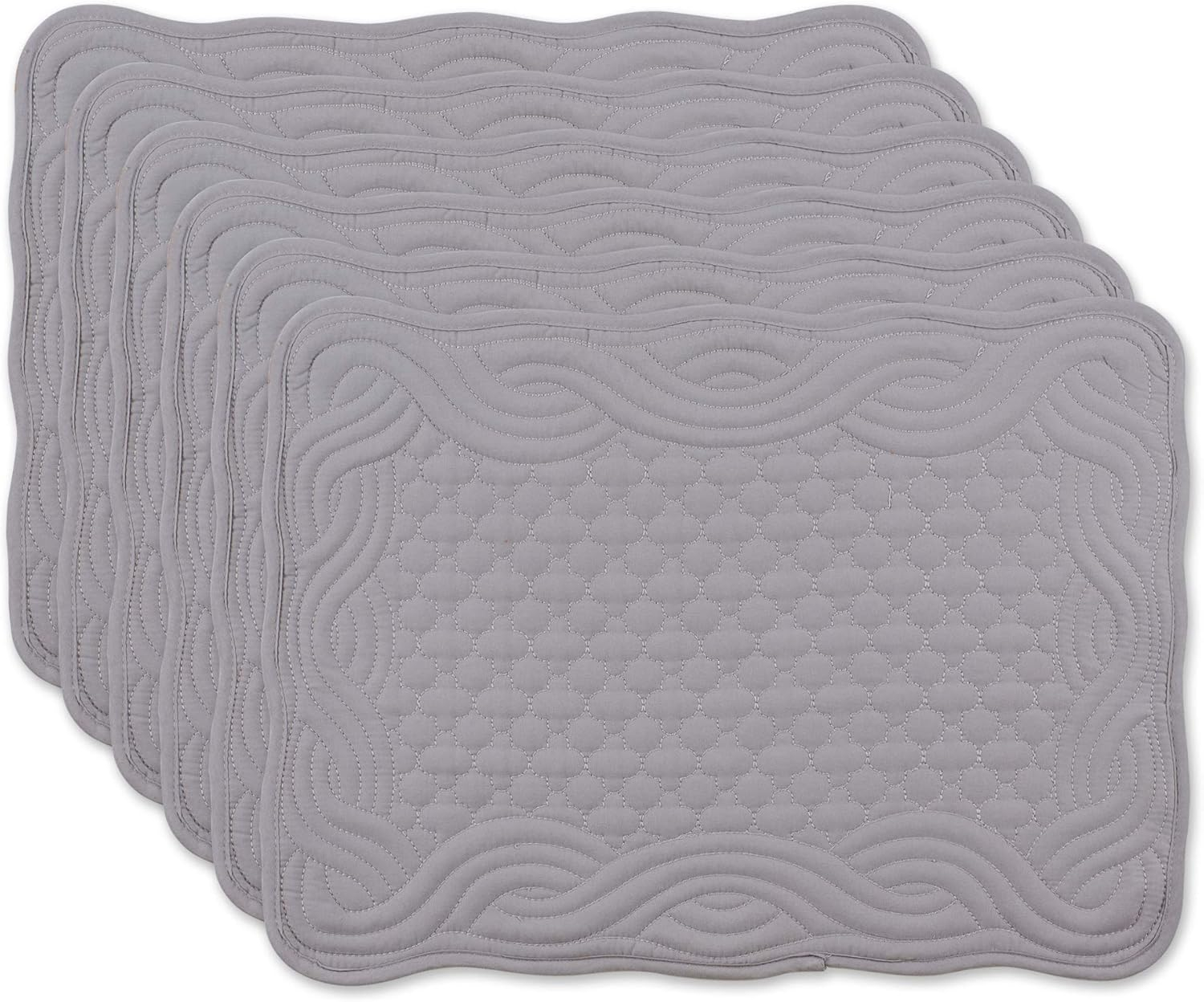 DII Gray Quilted Farmhouse Placemat (Set of 6)