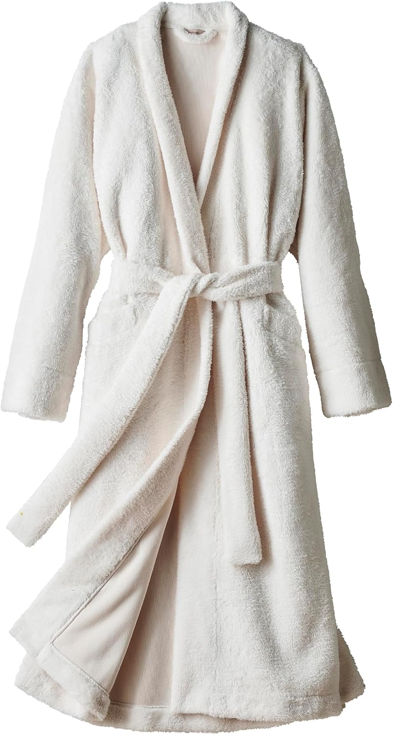 Ivory Long Shawl Collar Plush Fleece Robe