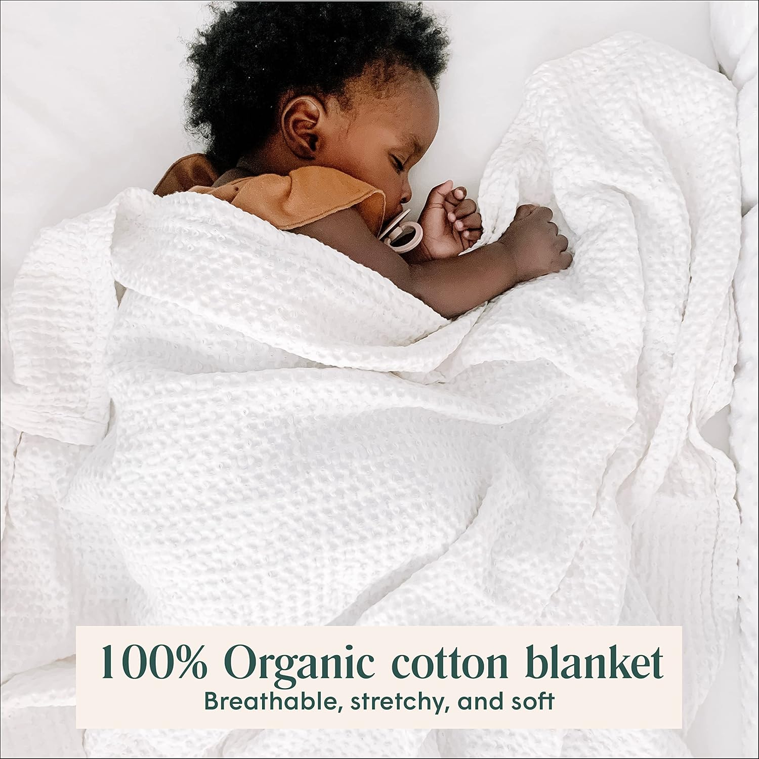 Simka Rose Cotton Soft Breathable Waffle Swaddle Blanket - Baby Receiving Blanket for Nursery, Stroller & Crib - Unisex Neutral 36x36 Inch