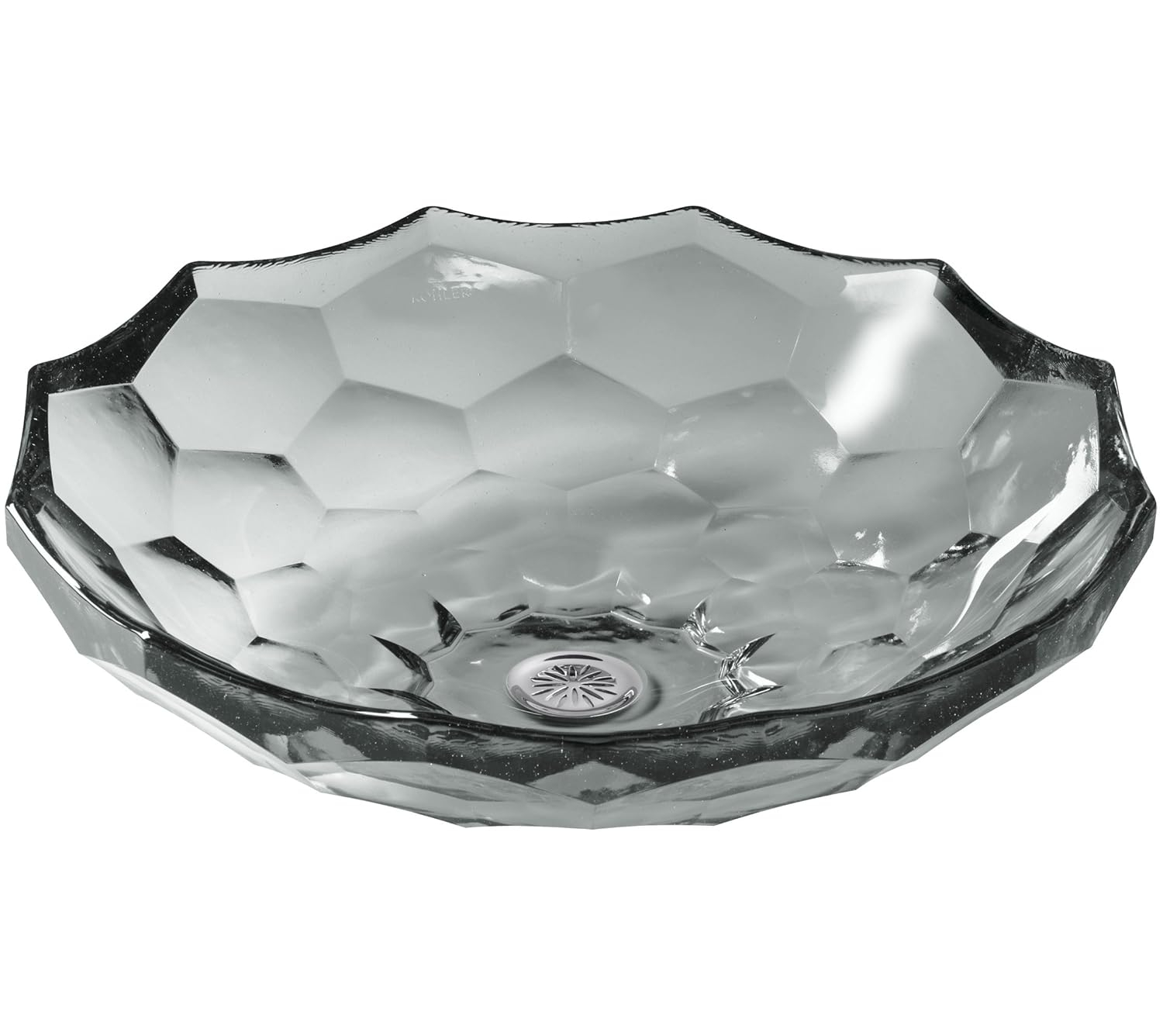 Kohler Briolette, Artist Editions Oval Faceted Glass Bathroom Vessel Sink