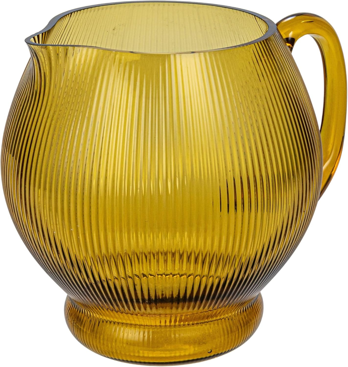 Creative Co-Op Round Ribbed Glass Pitcher, Amber