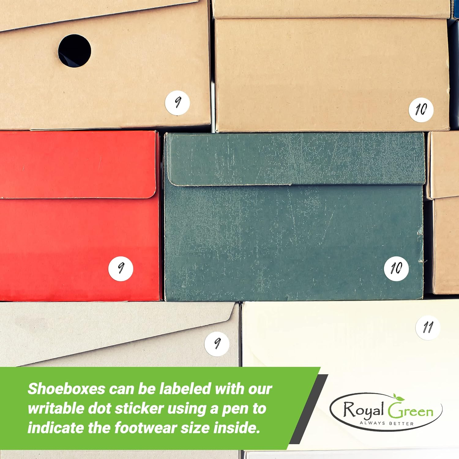 Red Dot stickers for color coding on a roll adhesive round Labels 0.50 inch 13mm - 1080 Pack By Royal Green