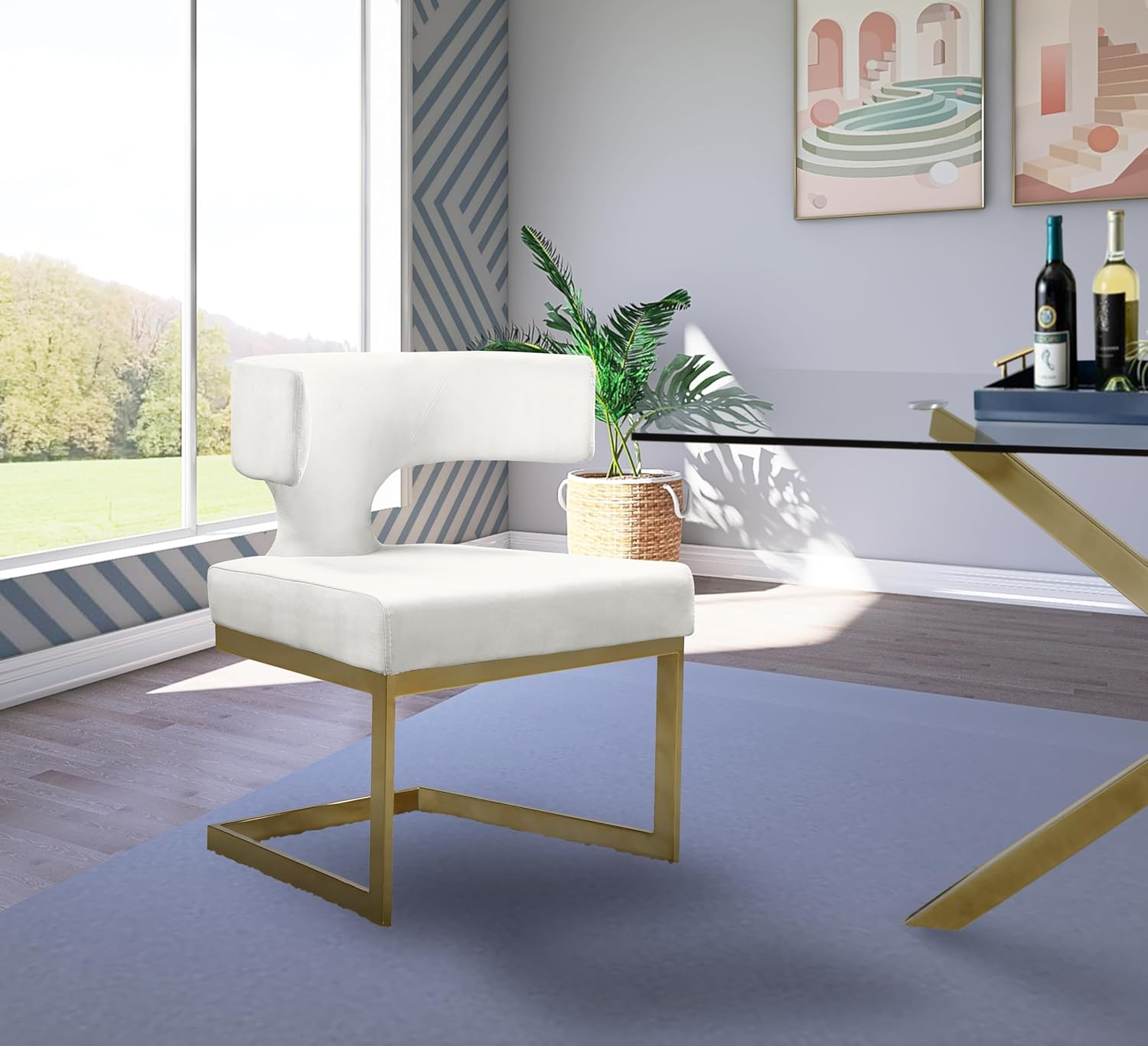 Meridian Furniture Alexandra Cream Velvet Dining Chair