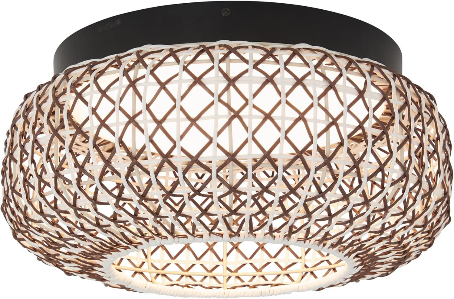 Artika Benson LED Integrated Exotic Pendant Light, Black and Rattan