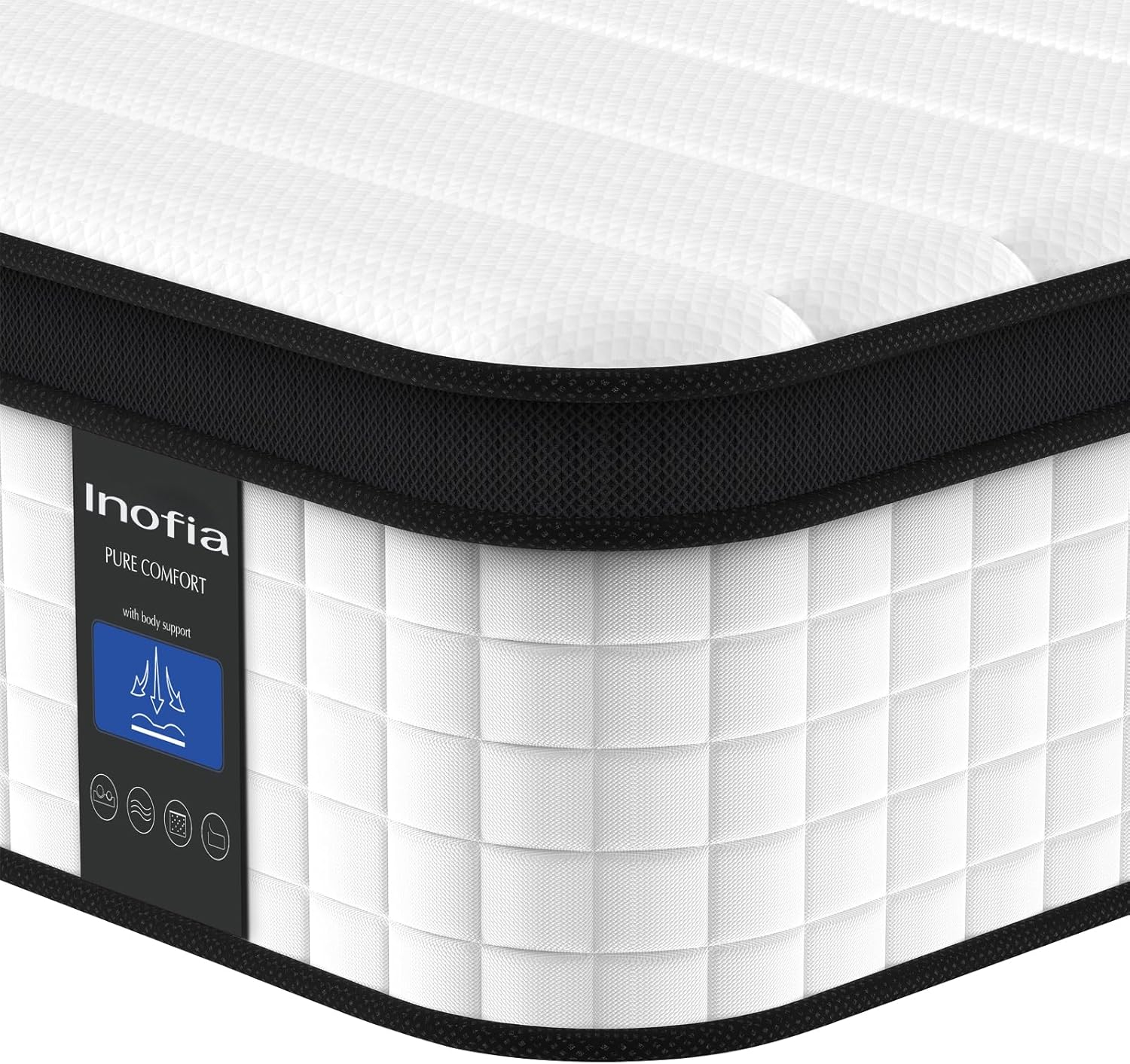 Inofia Full Mattress, 12 Inch Hybrid Innerspring Mattress Cool Bed with Breathable Soft Knitted Fabric Cover, 101 Nights Trial, Full Size Mattresses