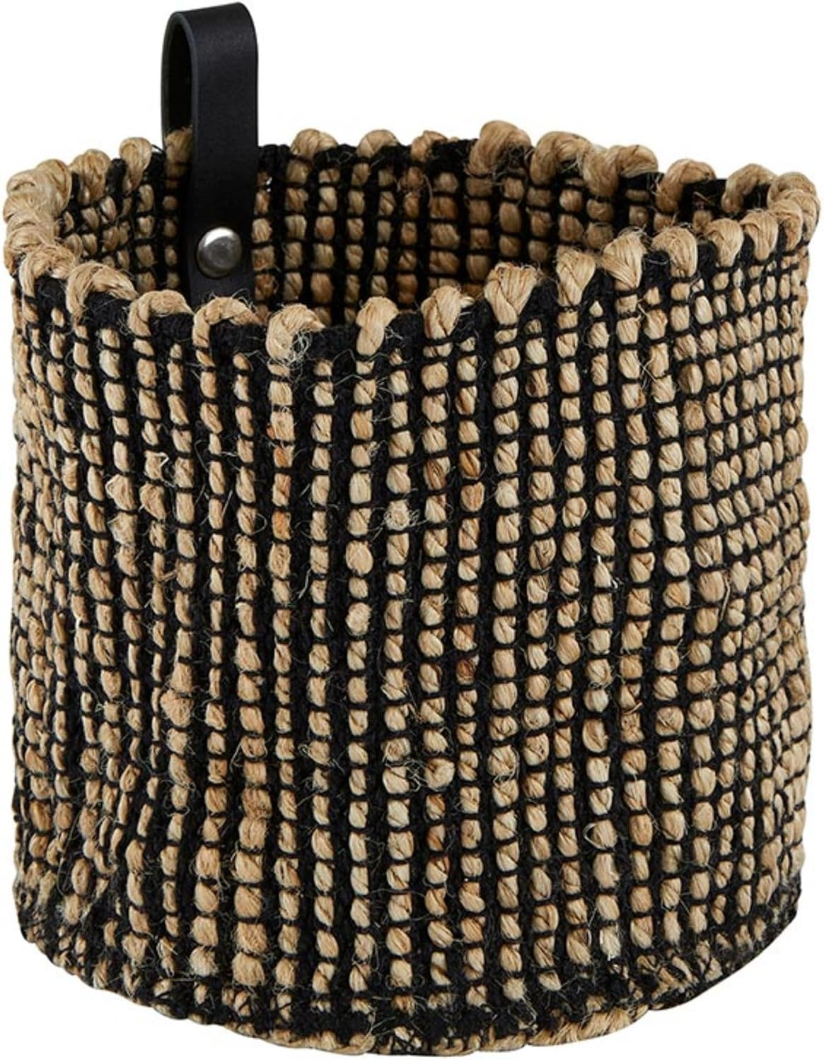 Santa Barbara Design Studio Jute Organizer Woven Storage Basket for Home Décor, Large, Black/Natural