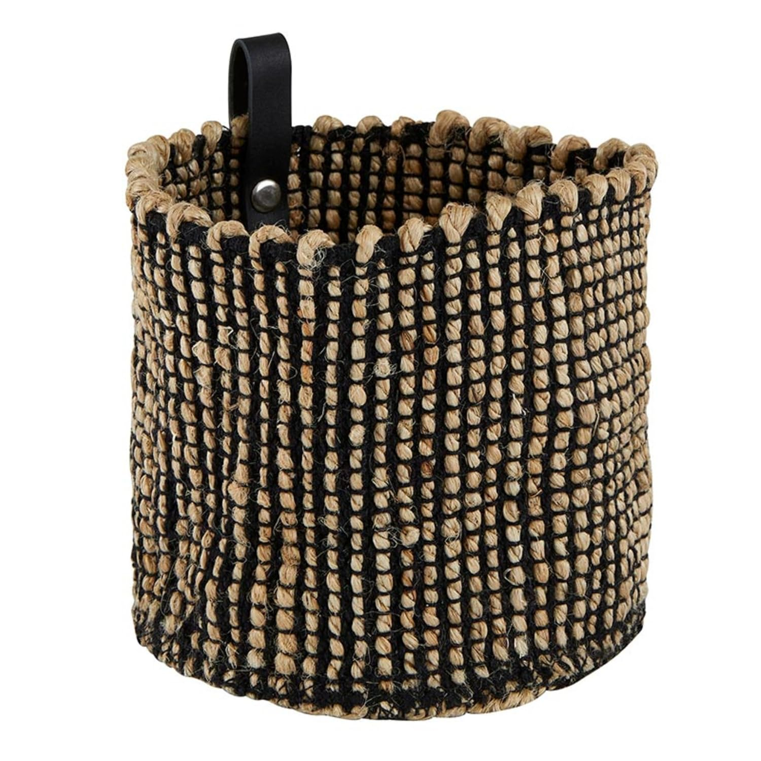 Santa Barbara Design Studio Jute Organizer Woven Storage Basket for Home Décor, Large, Black/Natural