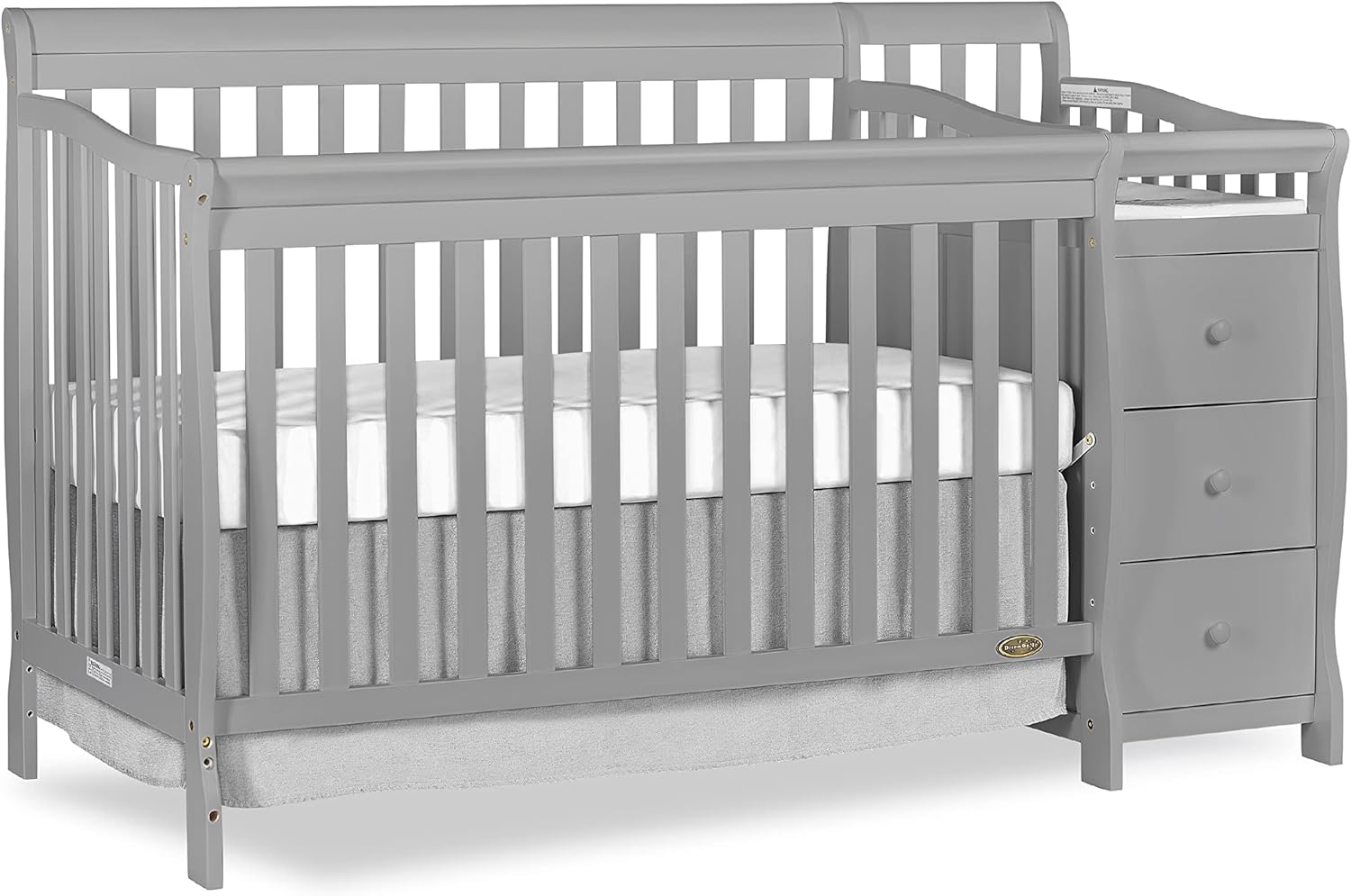 Pebble Grey Pine 5-in-1 Convertible Crib with Changer