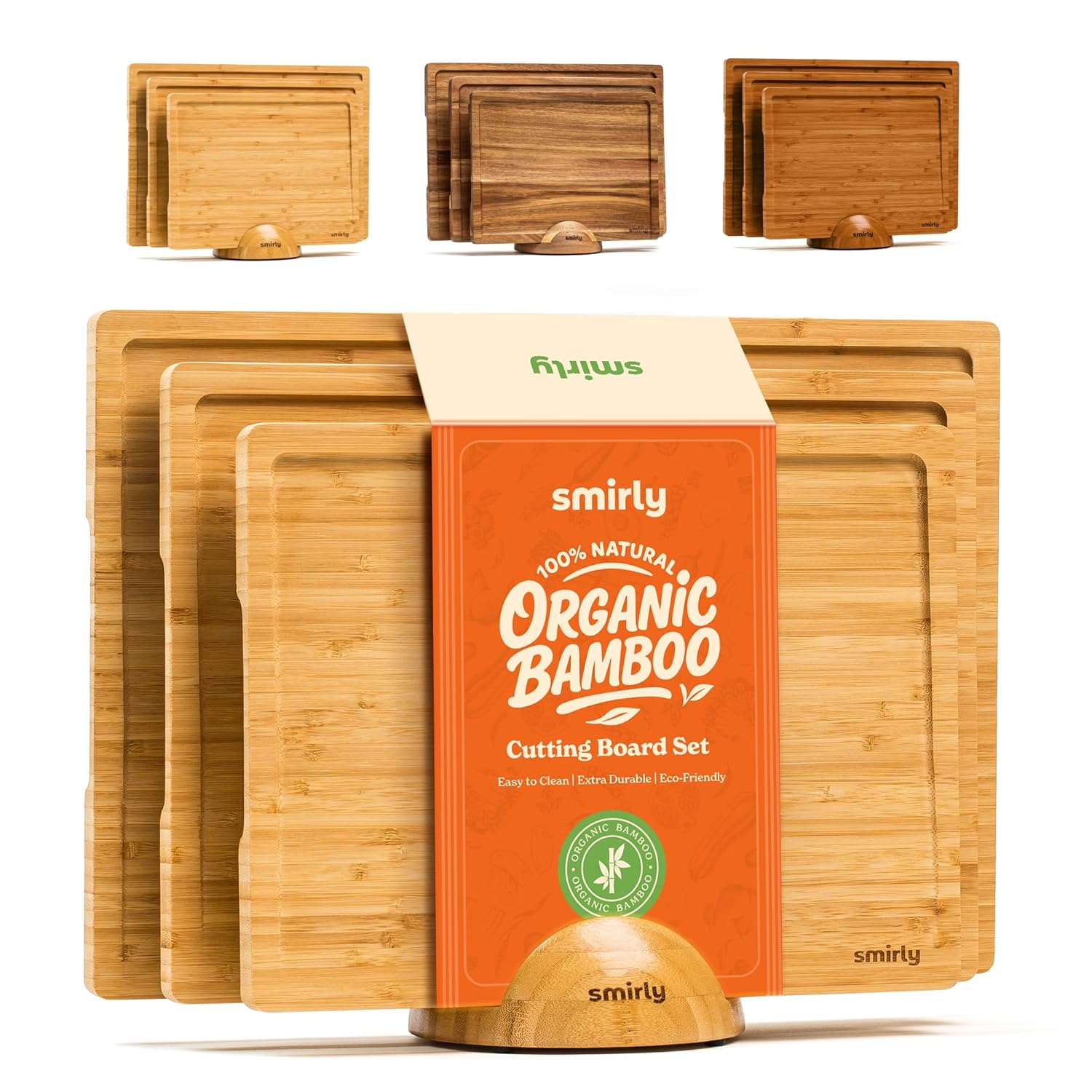 3-Piece Bamboo Cutting Board Set with Holder
