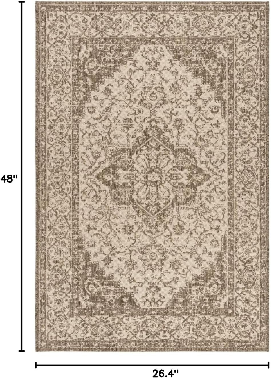 SAFAVIEH Beach House Stanice Medallion Indoor/Outdoor Area Rug, Cream/Beige, 2'2" x 4'