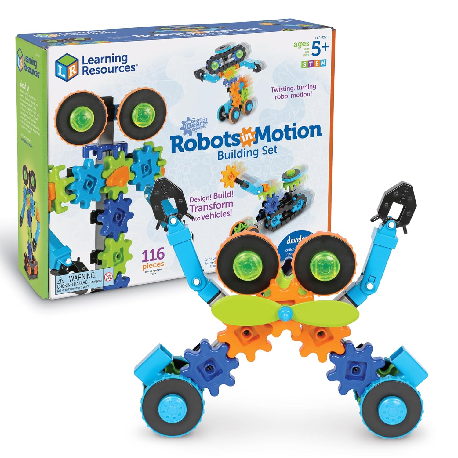 Learning Resources Gears! Gears! Gears! Robots in Motion, Engineering Toy for Kids Ages 5