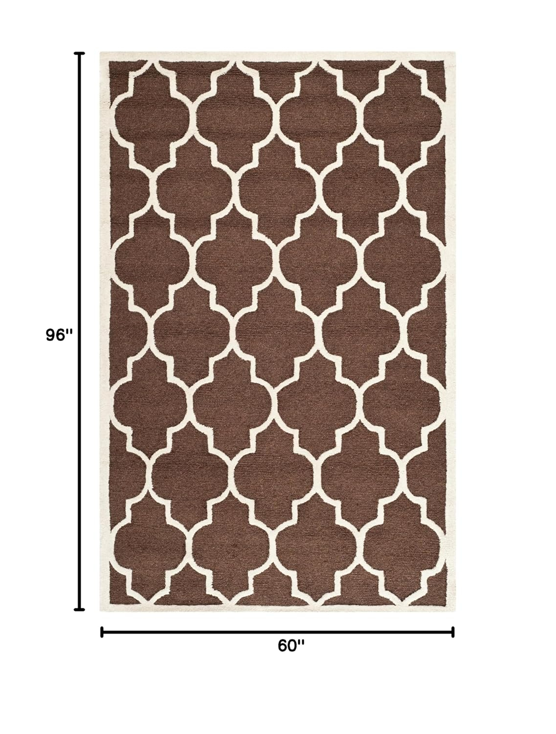 SAFAVIEH Cambridge Kevin Geometric Wool Area Rug, Dark Brown/Ivory, 5' x 8'
