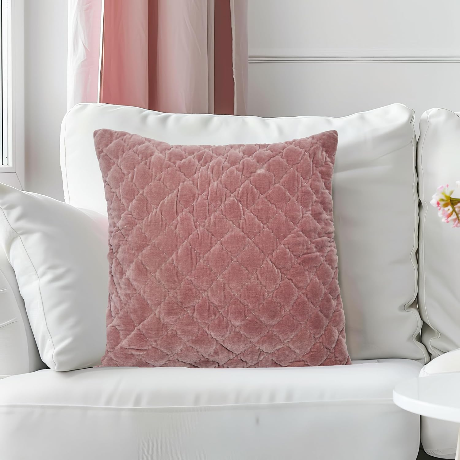 Creative Co-Op 20" Square Quilted Velvet Pillow Cover