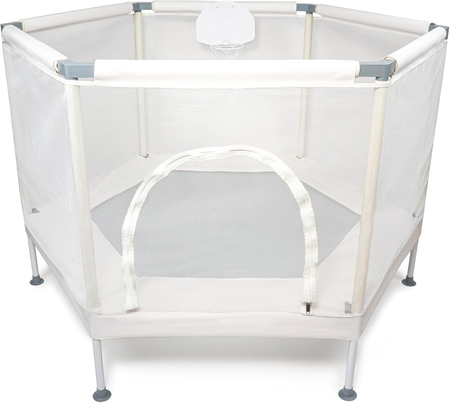 Square House Kids Trampoline, Aesthetic Indoor and Outdoor Toddler Trampoline with Safety Net, Basketball Hoop, 220lb Capacity, Ultra Safe No-Gap Design, Gifts for Boys & Girls (Arctic Blue, 4 FT)