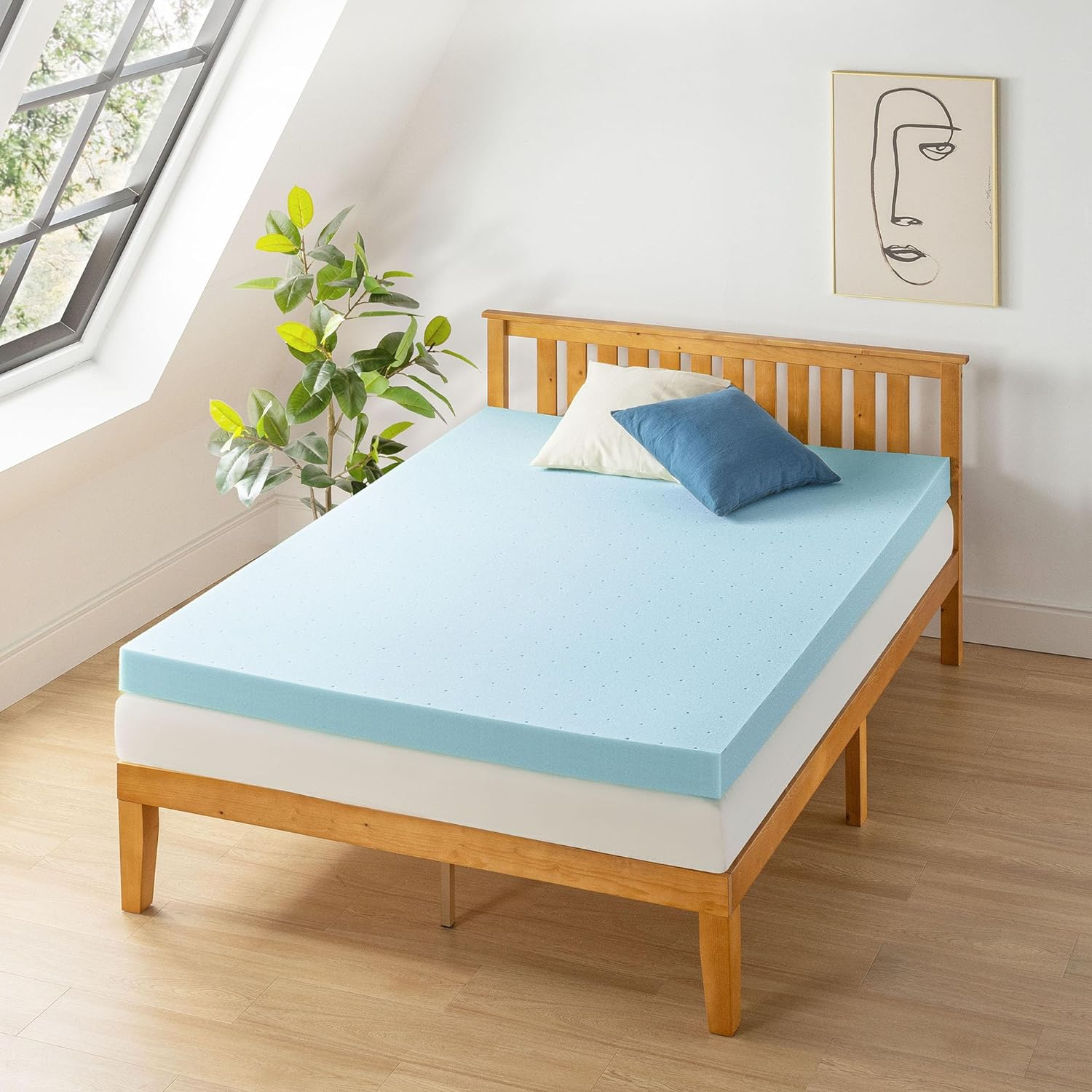 Twin XL Blue Gel-Infused Memory Foam Mattress Topper