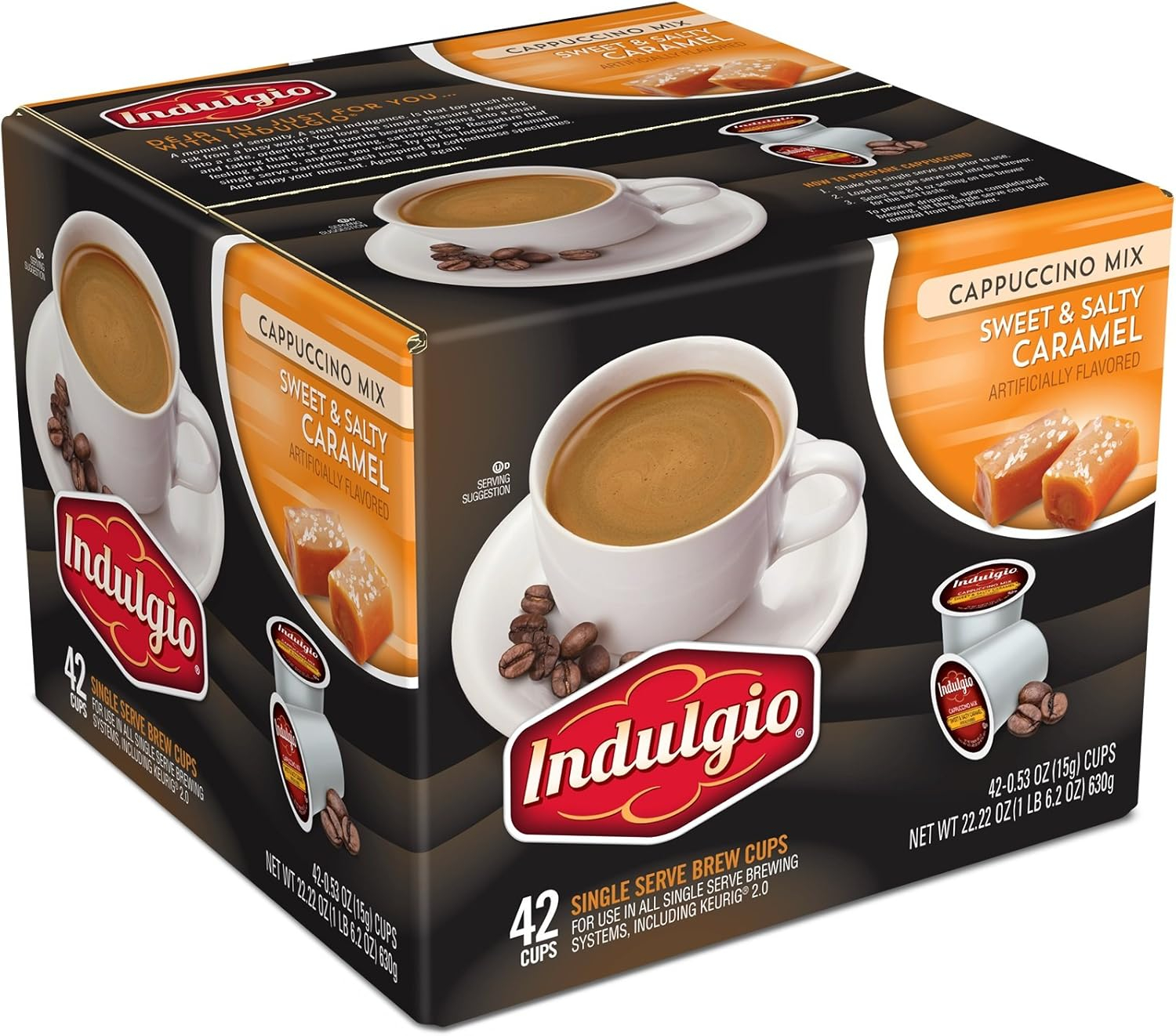 Indulgio Cappuccino Sweet and Salty Caramel, 42 Count