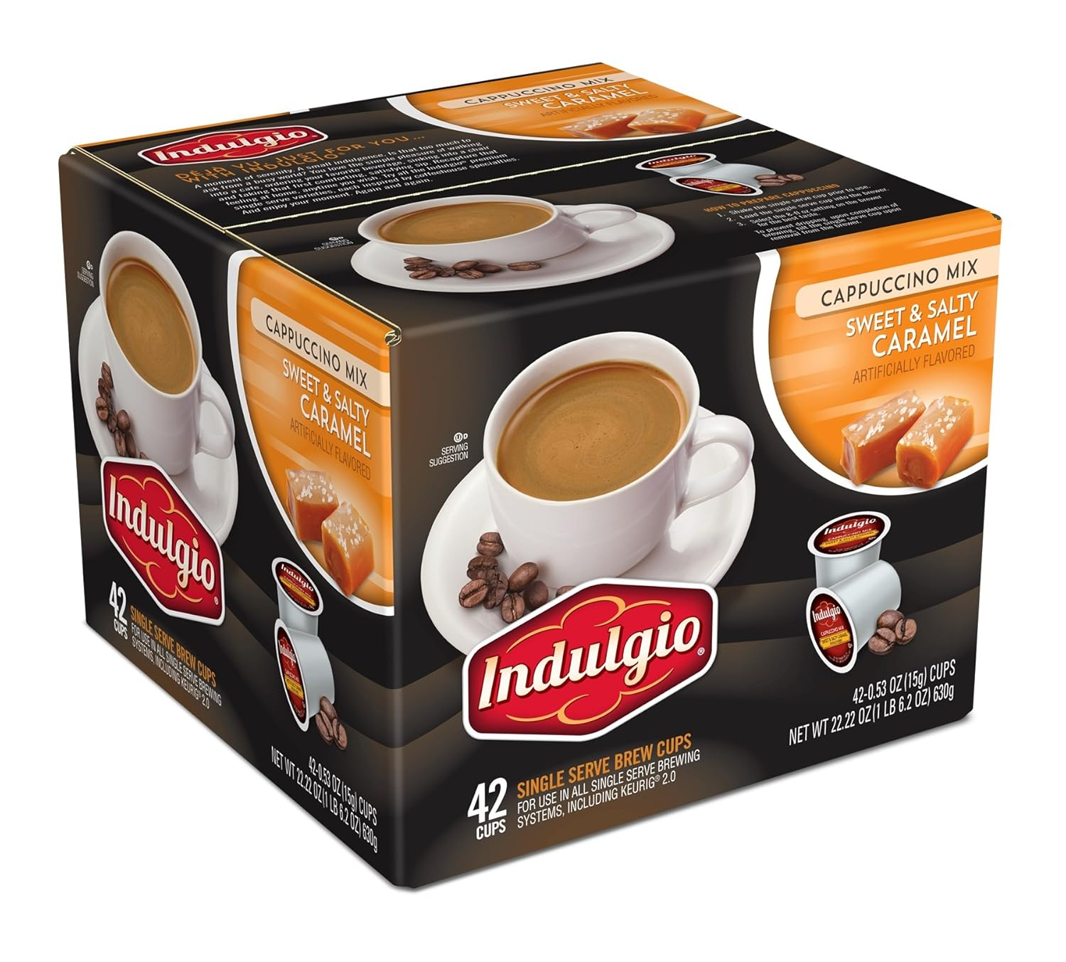 Indulgio Cappuccino Sweet and Salty Caramel, 42 Count