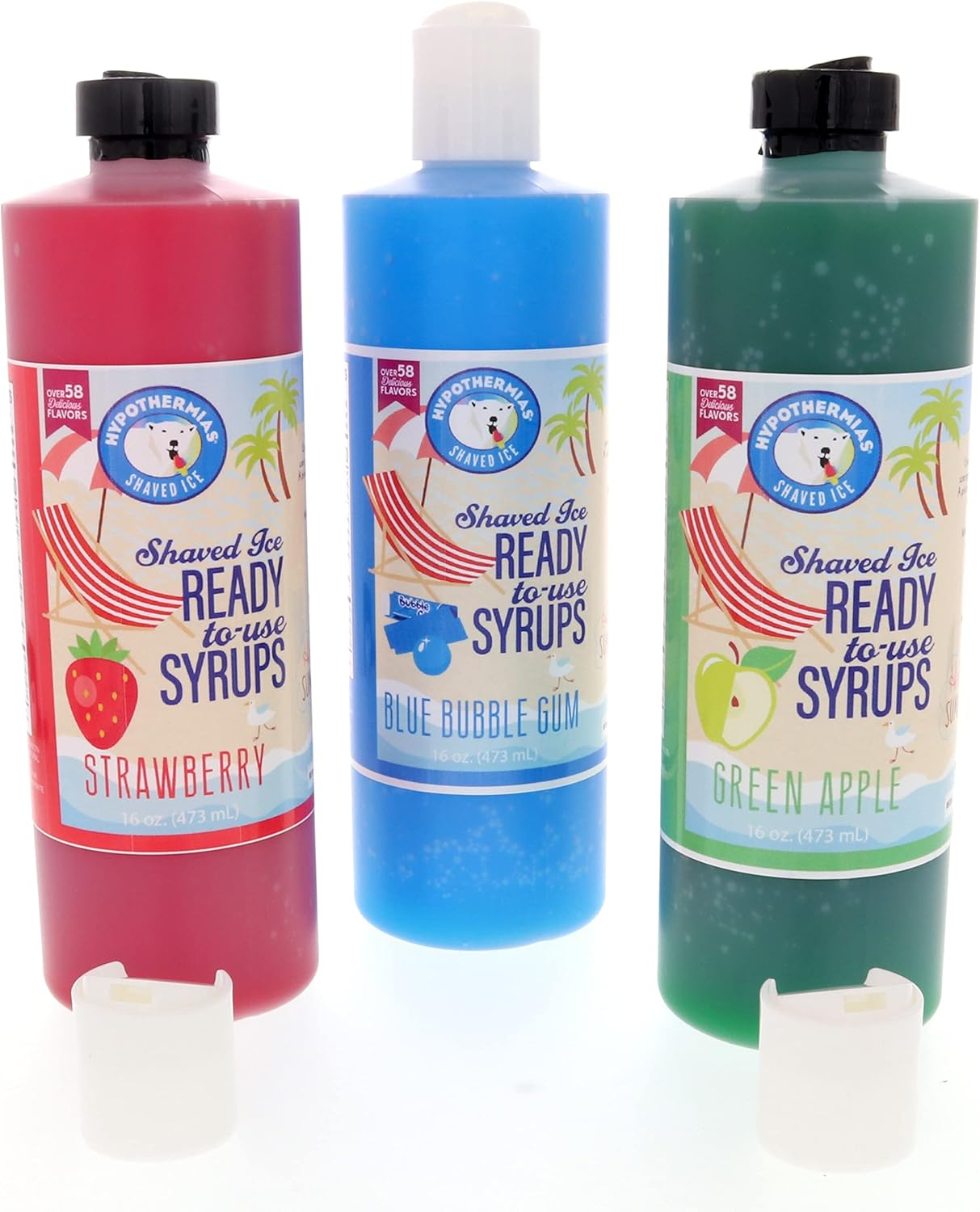 Hypothermias Shaved Ice & Snow Cone Syrup Variety Pack - Blue Raspberry, Tiger's Blood, Dreamcicle - 100% Pure Cane Sugar in a Gift Box