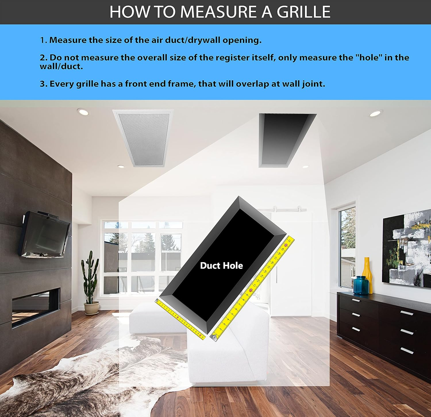 8w X 4"h Never Rust Plastic 2-Way-Vertical Air Supply Register - HVAC Vent Duct Grille - Off White [Outer Dimensions: 9.75"w X 5.75"h]