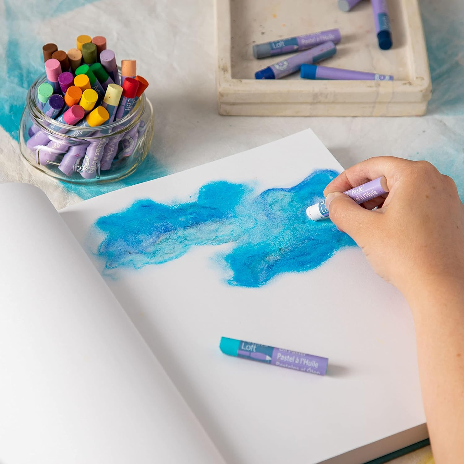 Teal Lay Flat Spineless Hardcover Sketchbook by Artist's Loft - Acid Free and Smudge Resistant Paper, Sketch Pad for Drawing, Sketching, Writing - 1 Pack