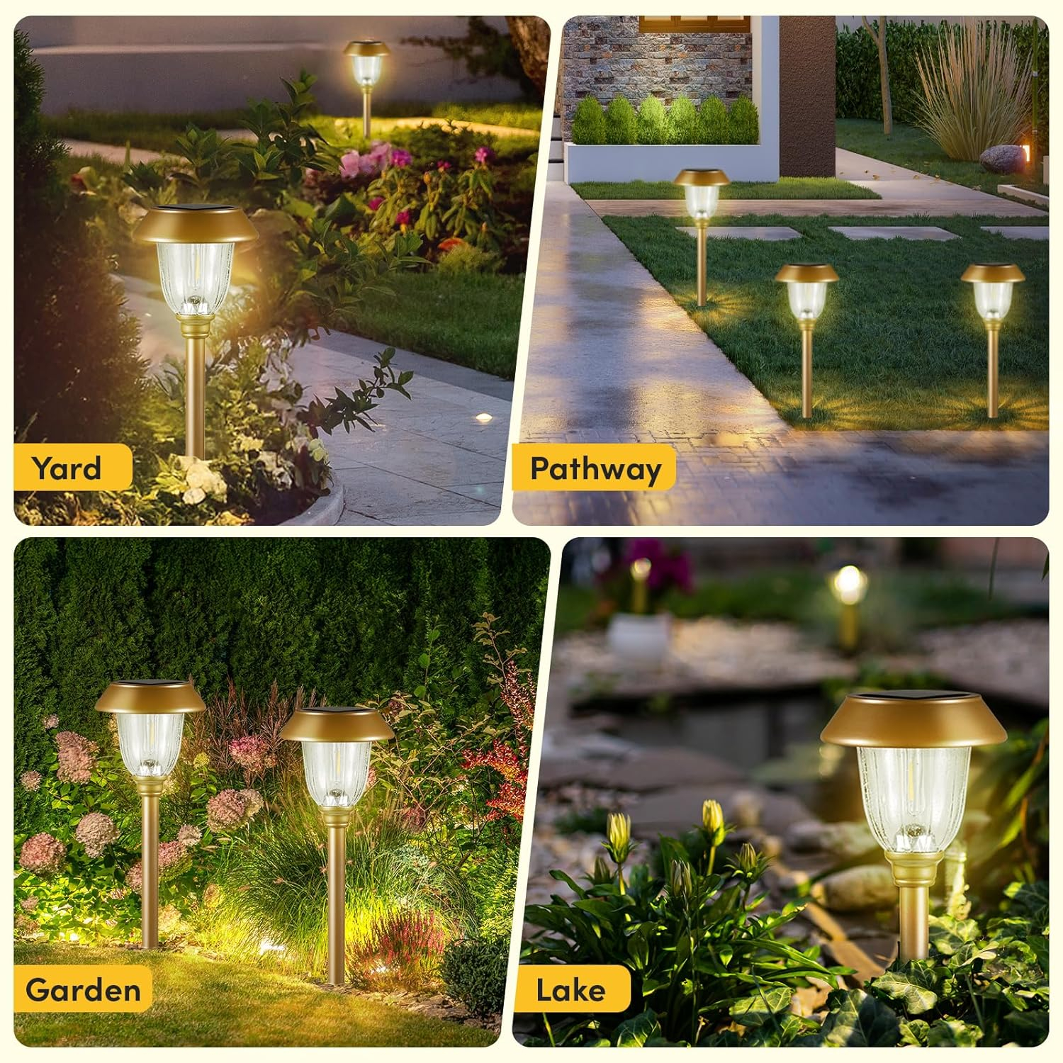 MAGGIFT Solar Pathway Lights Outdoor Waterproof 6 Pack 25 Lumen, Stainless Steel & Glass Solar Garden Lights, Auto On/Off Landscape Lights for Yard Driveway, Walkway, Bright Warm White, Bronze