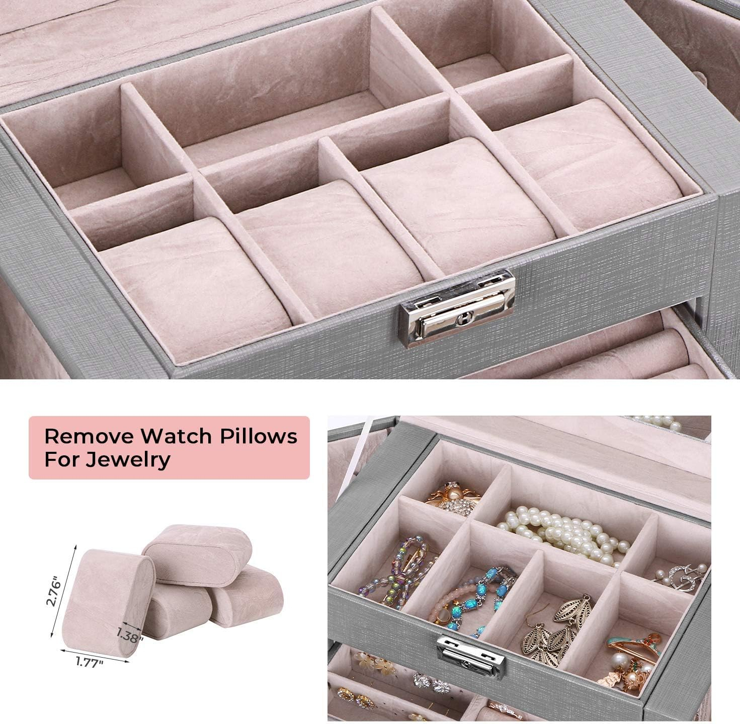 ANWBROAD Jewelry Box 5 Tier Jewelry Storage Organizer Jewelry Case with 4 Drawers with Mirror Lockable Jewelry Boxes for Women Gift for Loved Ones for Your Jewelry Sturdy UJJB003H