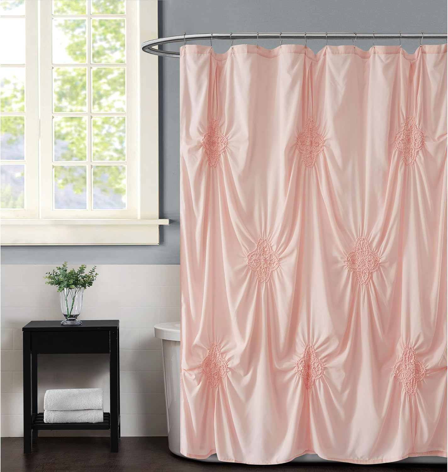Christian Siriano Christian Siriano NY Georgia Rouched Shower Curtain – Elegant Texture & Timeless Style