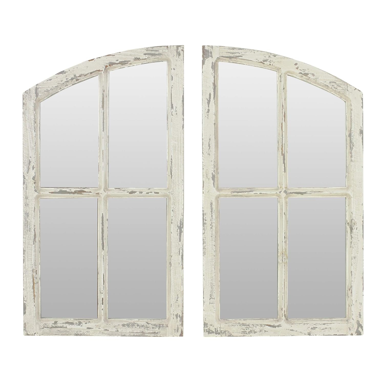 Jolene Arch Window Pane Mirrors Off-White 27" x 15" (Set of 2) by Aspire