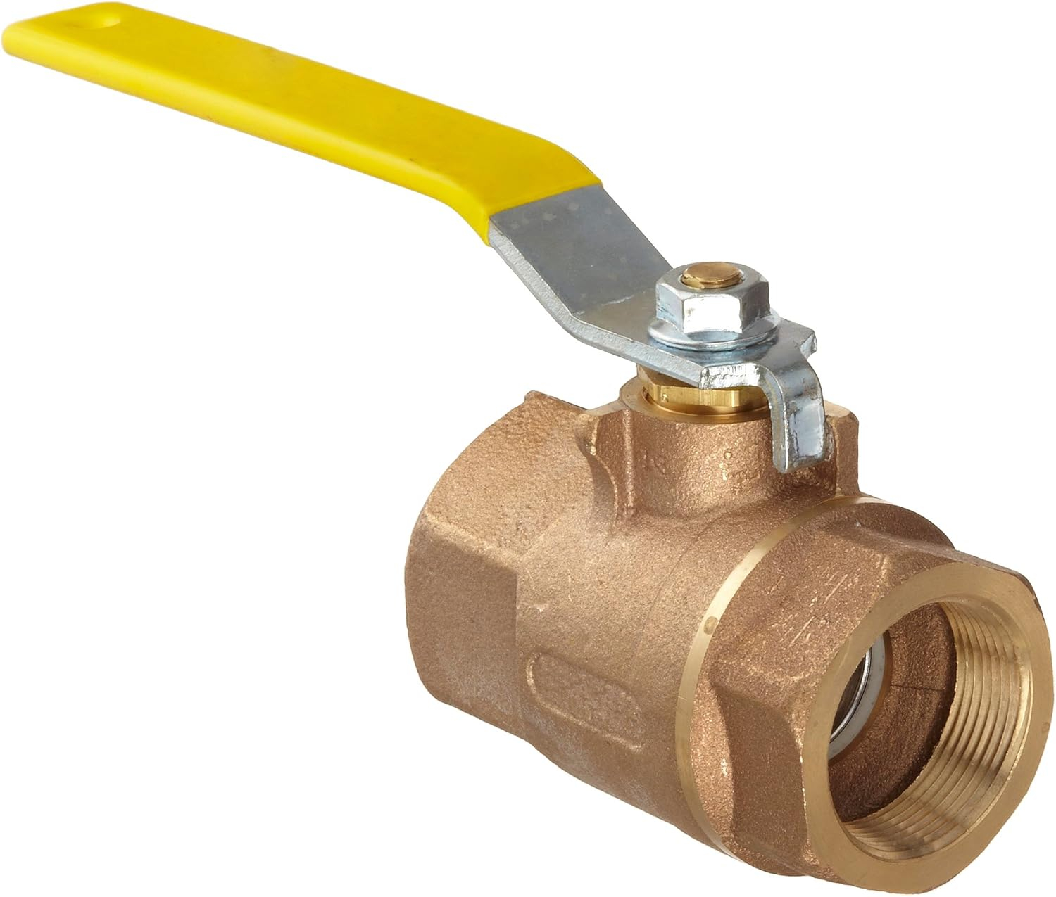 Apollo Bronze Inline Ball Valve with Yellow Lever Handle, 1/2" NPT Female