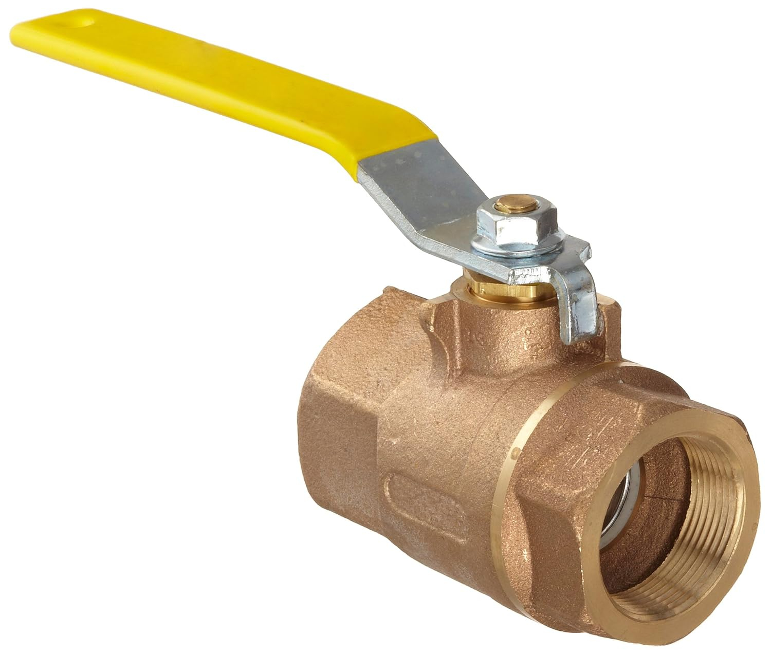 Apollo Bronze Inline Ball Valve with Yellow Lever Handle, 1/2" NPT Female