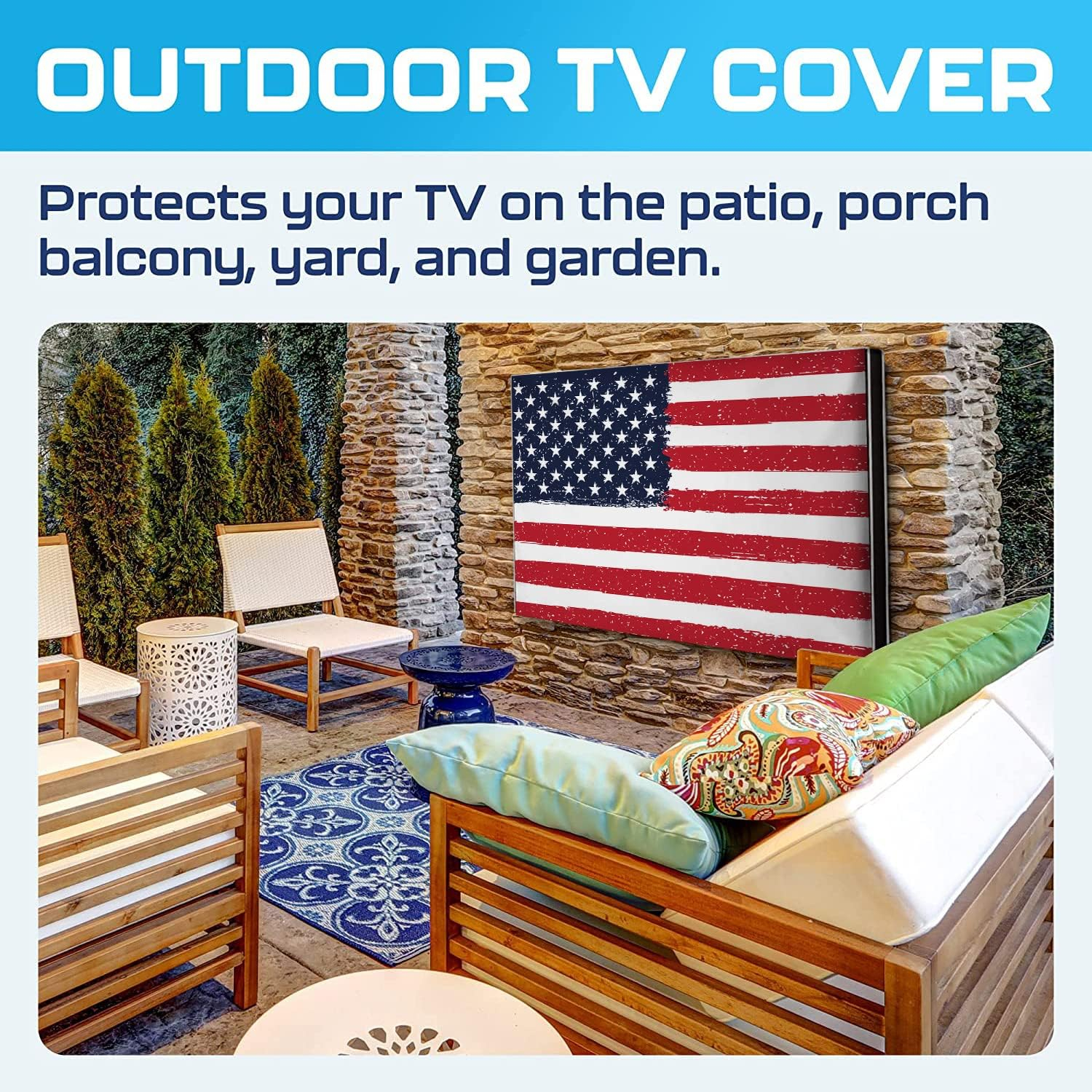 Outdoor TV Cover 50 Inch Weatherproof | TV Cover for Outside | 50 Inch TV Cover Outdoor Waterproof | Smart Shield TV Screen Protector for Outside TV | Cover for Moving | TV Display Protectors – US FLAG