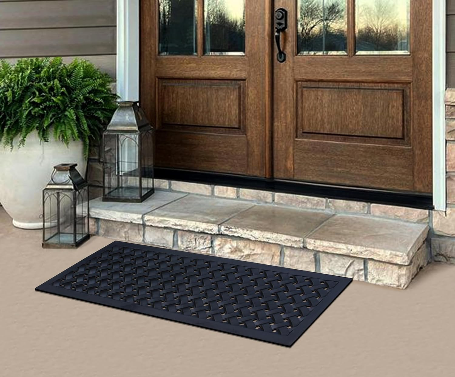 A1HC Outdoor Floor Mat, Natural Rubber, 18" x48”, Ideal for Outside entryway,Dirt Shoe Scraper,Heavy Duty Door mat for Indoor Outdoor,Rug Mats for Entry,Patio, Welcome Mats