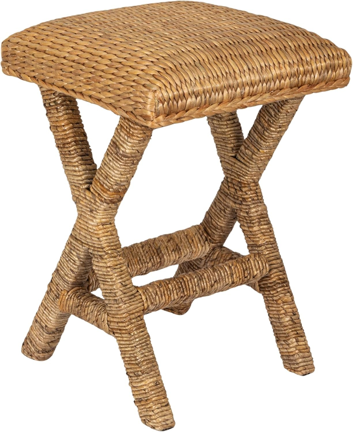 Natural Woven Water Hyacinth Backless Bar Stool