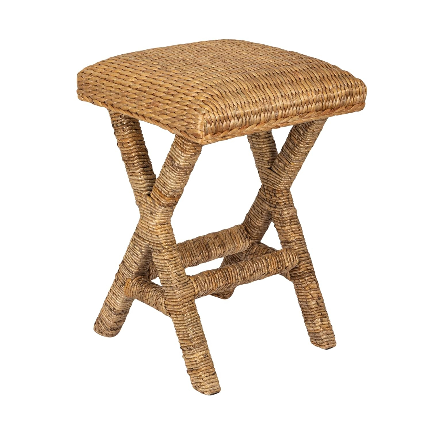 Natural Woven Water Hyacinth Backless Bar Stool