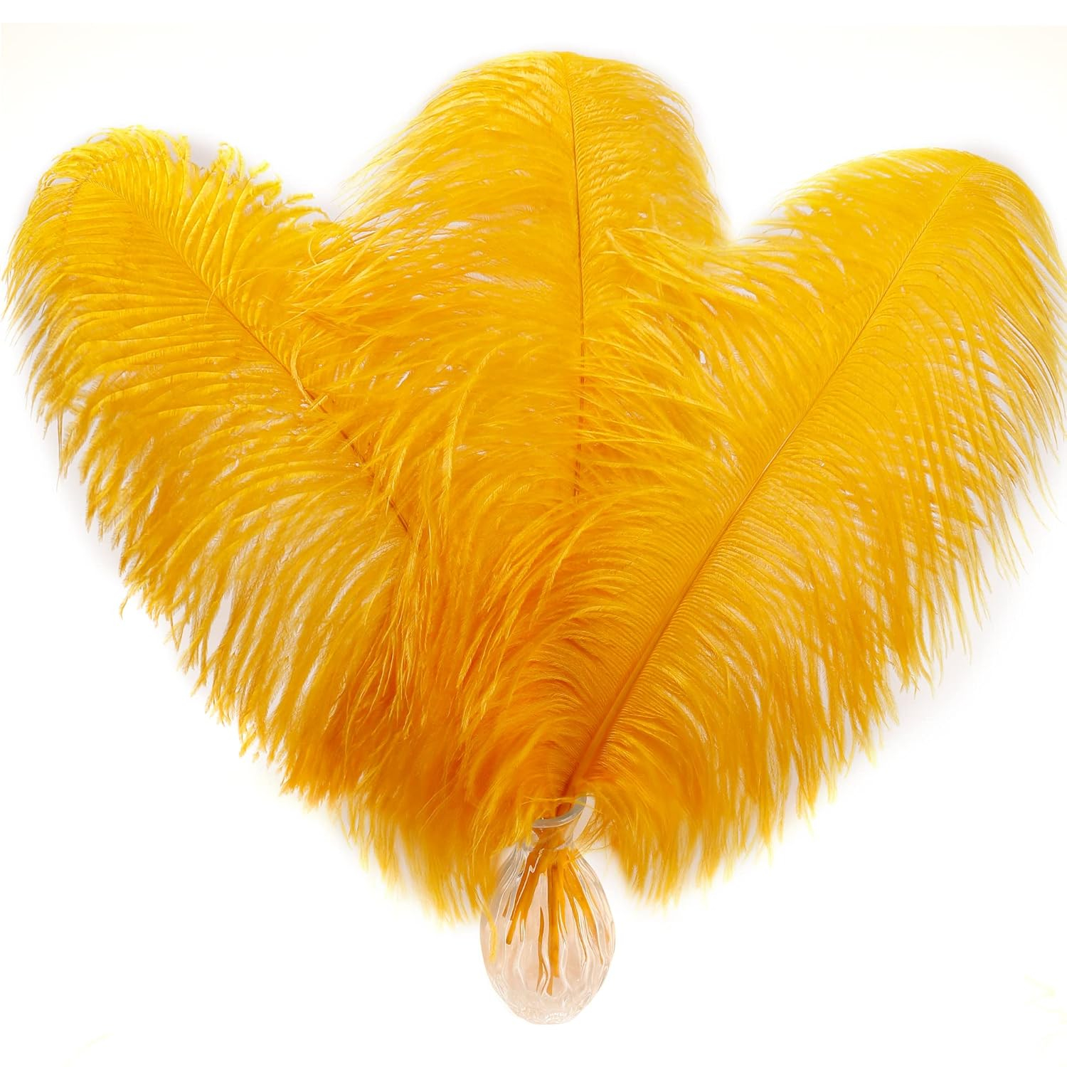 Larryhot Yellow Big Ostrich Feathers - 10pcs 16-18 inch for Vase,Wedding Centerpieces and Carnival Party(Yellow)