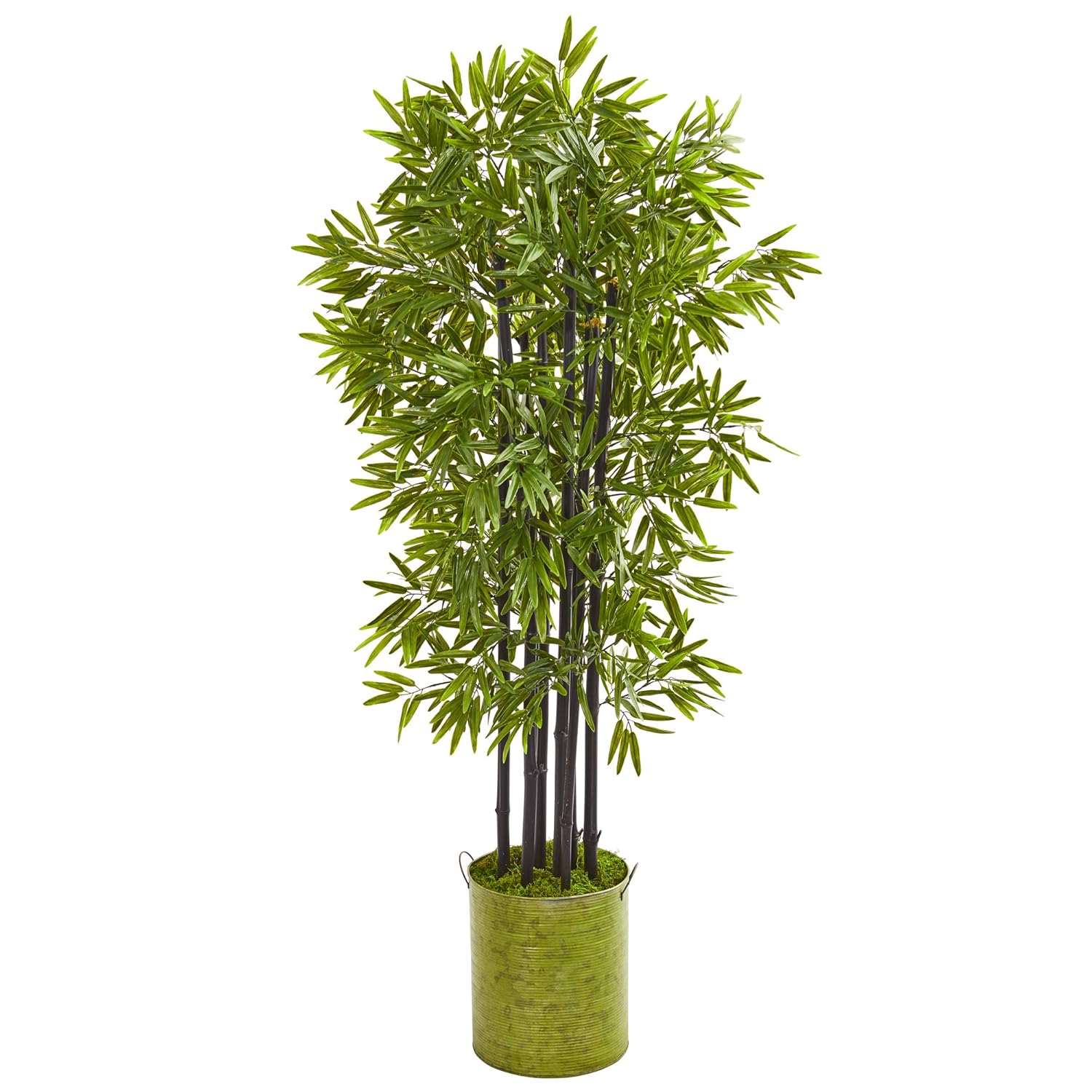 57" Green Artificial Bamboo Tree in Black Trunks Planter