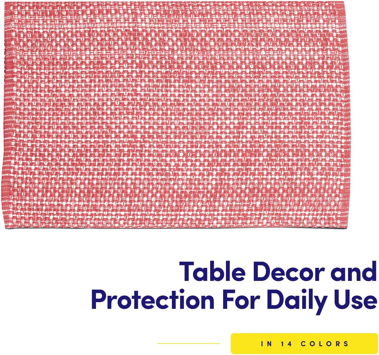 Sweet Home Collection 100% Cotton Placemats for Dining Room Rectangle Two Tone Woven Fabric 13" x 19" Soft Durable Table Mat Set, Set of 4, Pink