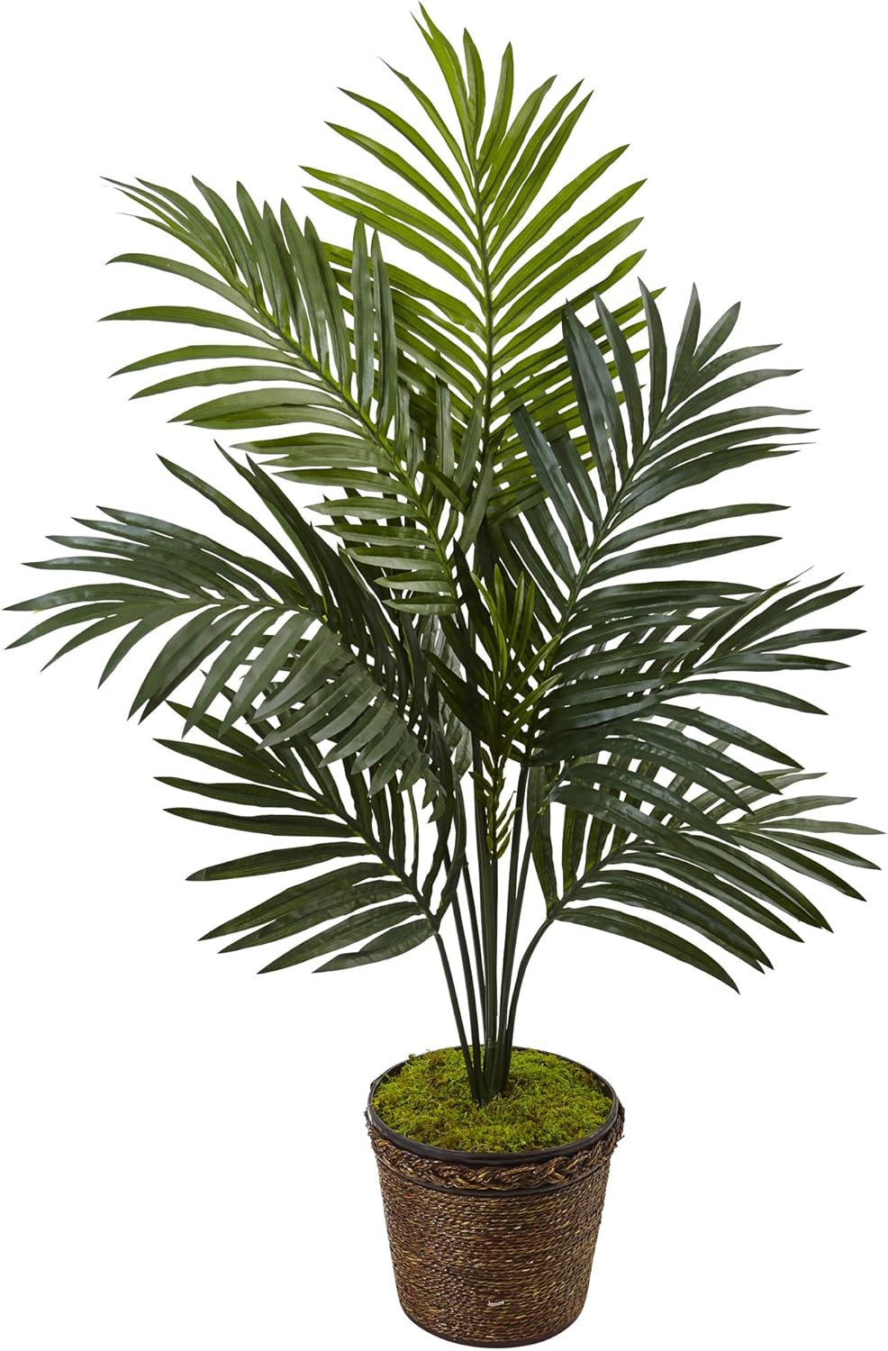 Nearly Natural 4ft. Kentia Palm Artificial Tree in Coiled Rope Planter