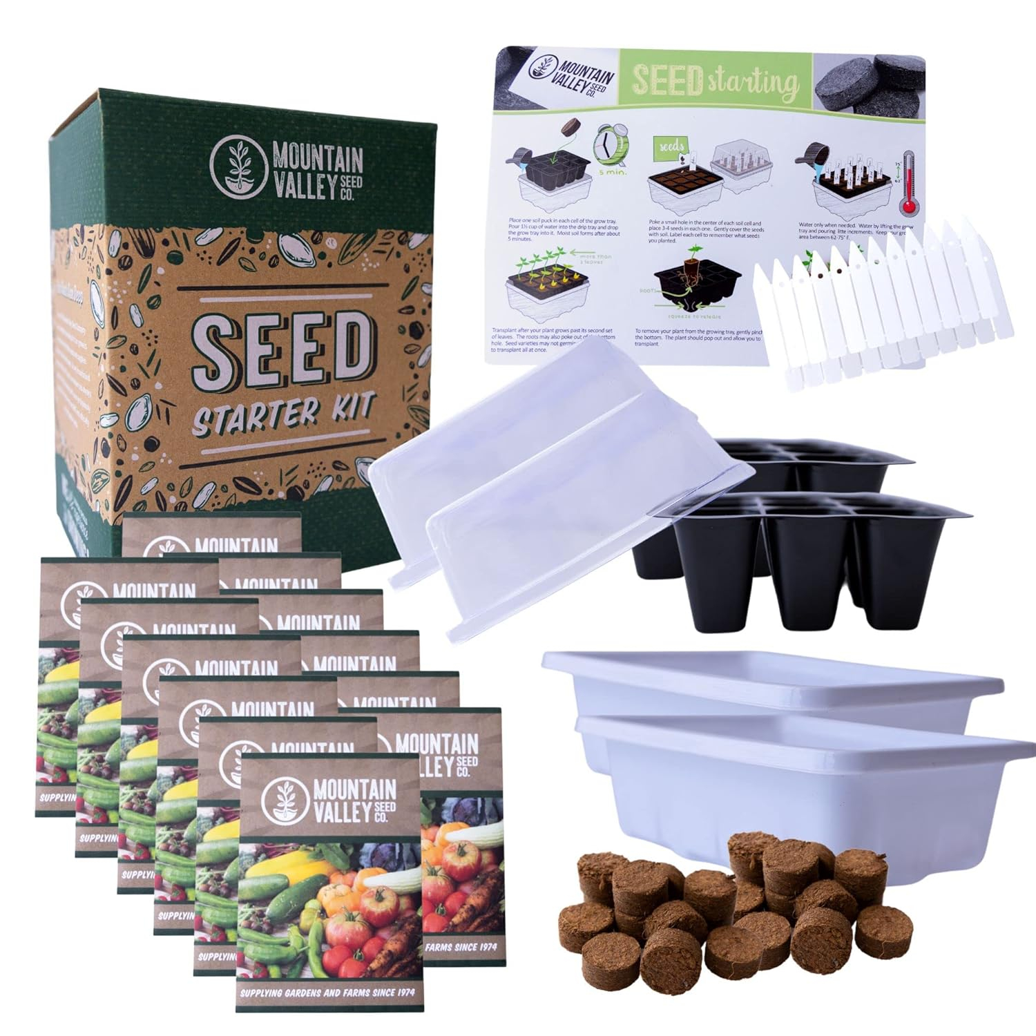 Indoor Culinary Herb Garden Starter - Deluxe Kit - 12 Non-GMO Varieties - Grow Cooking Herbs & Spices - Seeds: Cilantro, Arugula, Thyme, Sage, Chives, Dill, Basil, More