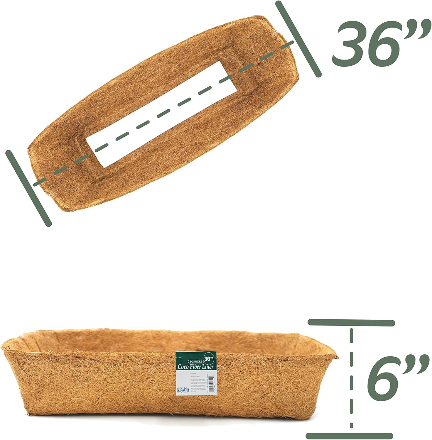 Bosmere F954 36-Inch Pre-Formed Replacement Coco Liner with Soil Moist for Rectangular Planter