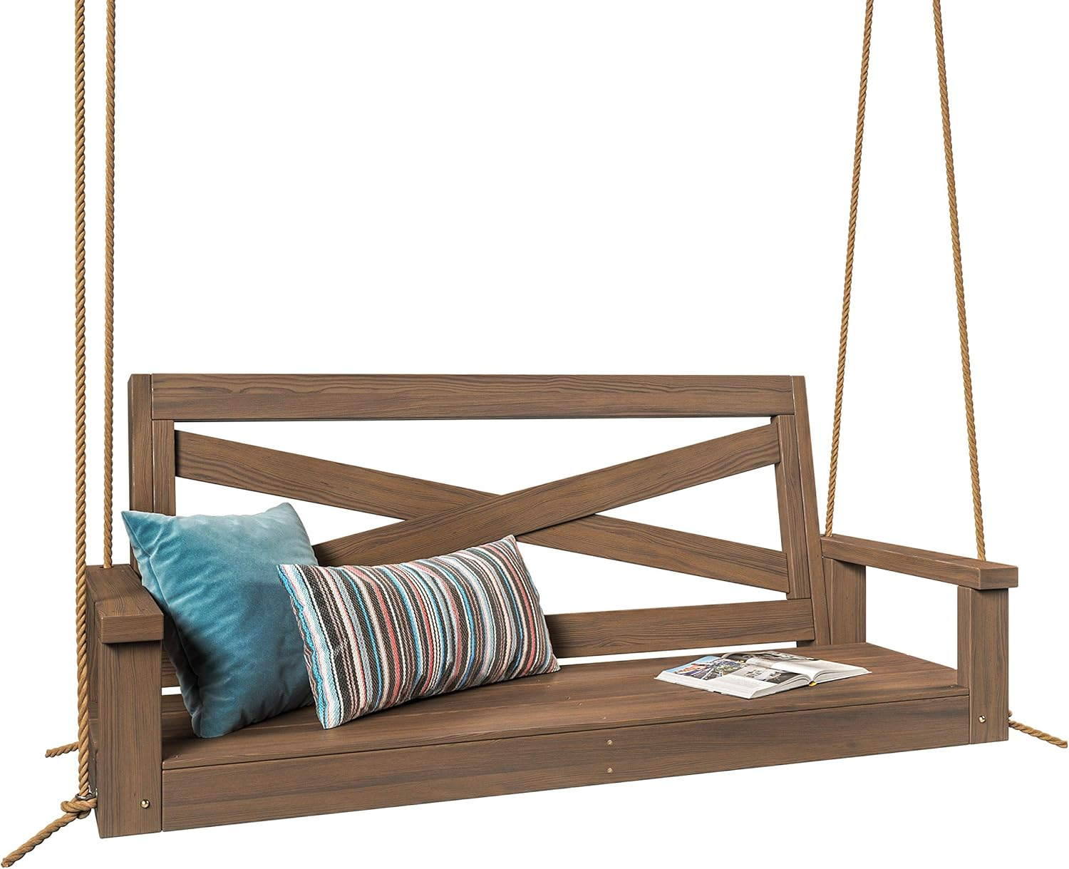Porchgate Amish Heavy Duty 700 Lb Boardwalk Porch Swing W/Ropes (5 Foot, Warm Walnut Stain)