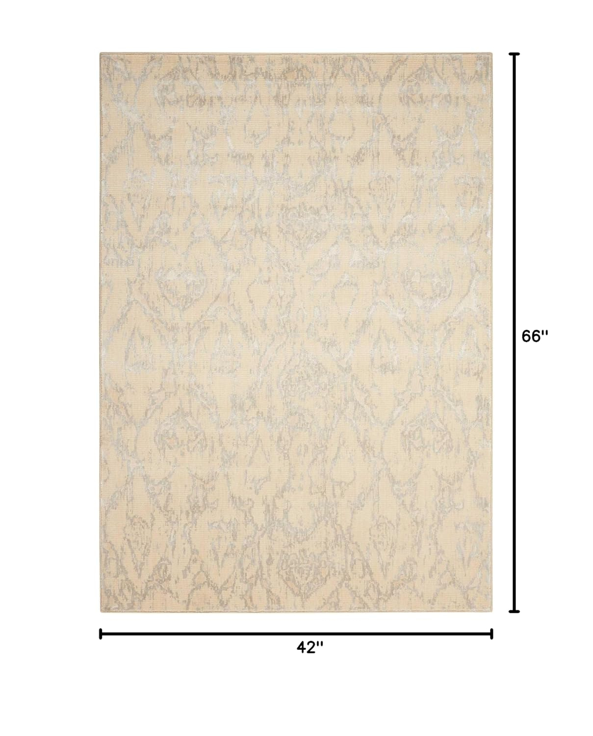 Bone and Gray Wool Viscose Rectangular Area Rug 3'6" x 5'6"