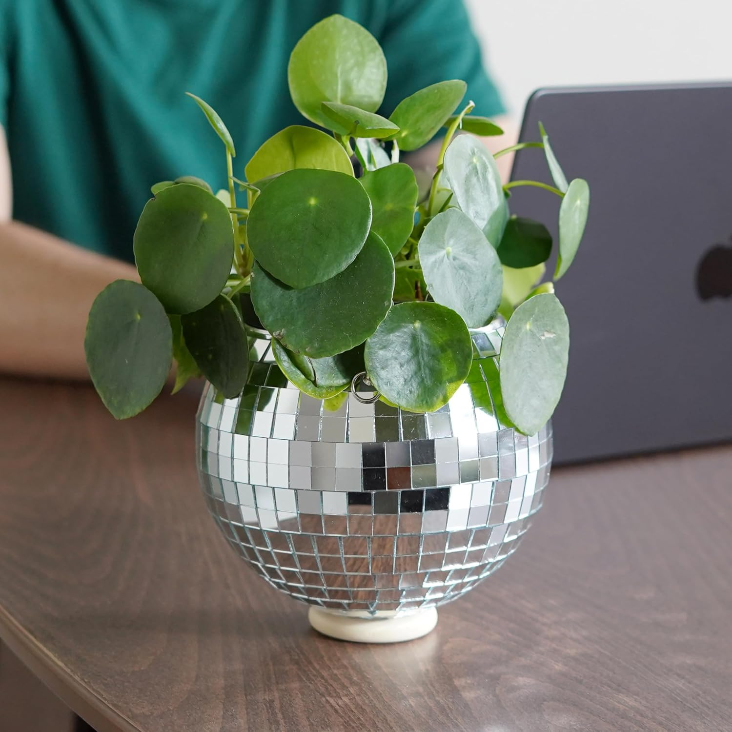 Silver Disco Ball Hanging Planter for Indoor Plants