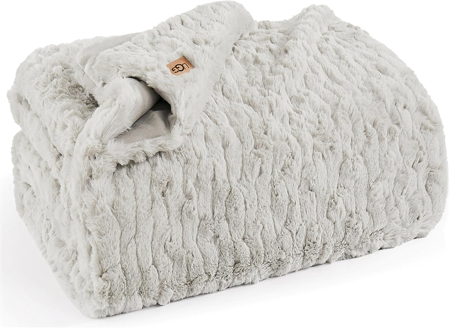 GOURE 25518 Amanda Reversible Throw Blanket Flannel Plush Luxury Cuddly Cozy Warm Furry Ultra-Soft Blankets for Couch or Bed, 70 x 50-inch, Stone