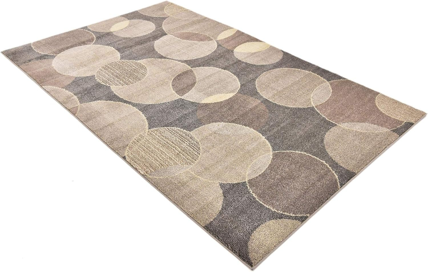 Unique Loom Chromatic Collection Modern Bokeh & Vibrant Abstract Area Rug for Any Home Décor, Rectangular 5' 0" x 8' 0", Gray/Beige
