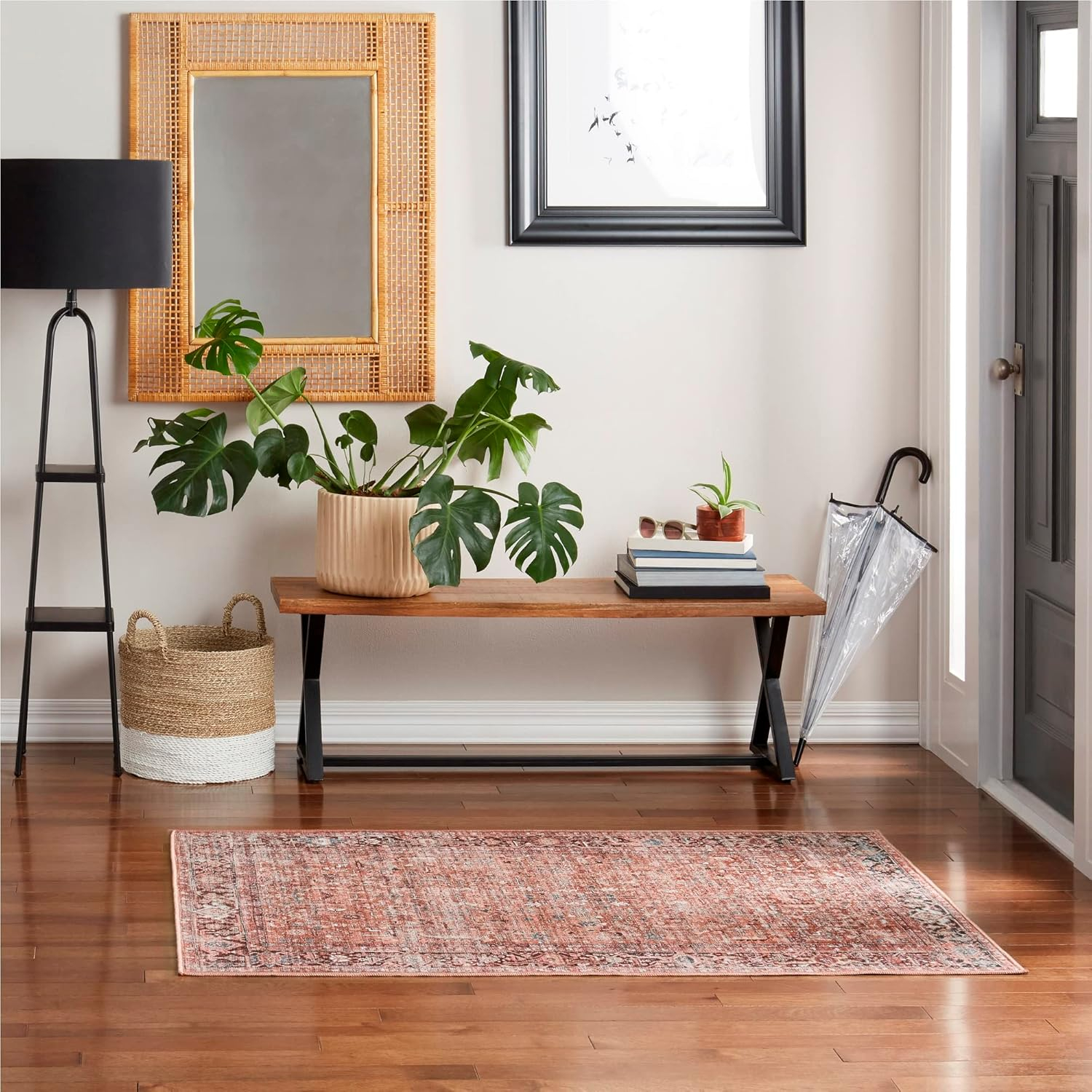 Home Dynamix Everwash Callaghan Edith Distressed Vintage Machine Washable Area Rug, Terracotta, 5'2"x7'2"