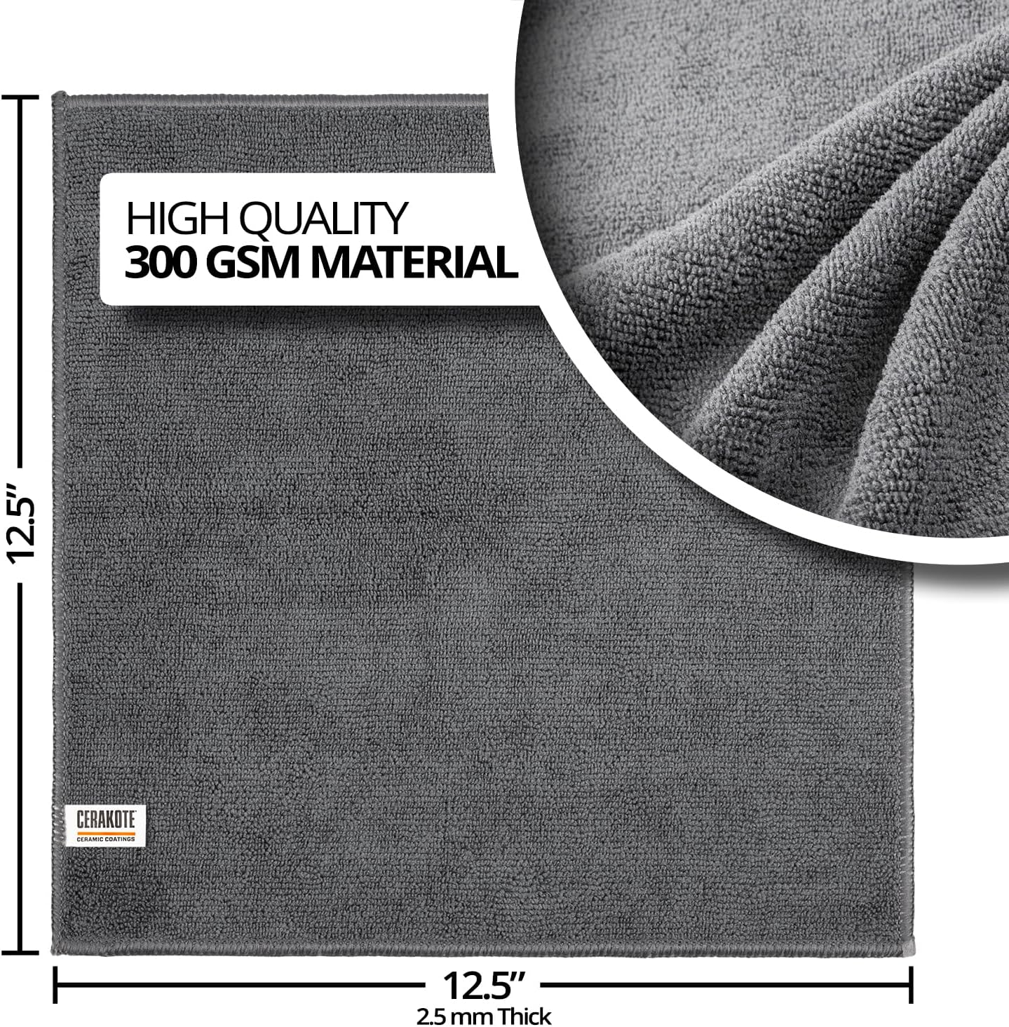 CERAKOTE Microfiber Cleaning and Application Towels (12 Pack) Durable Microfiber Material - 300 GSM Lint-Free Towel - Safe for Car, Home, Cleaning
